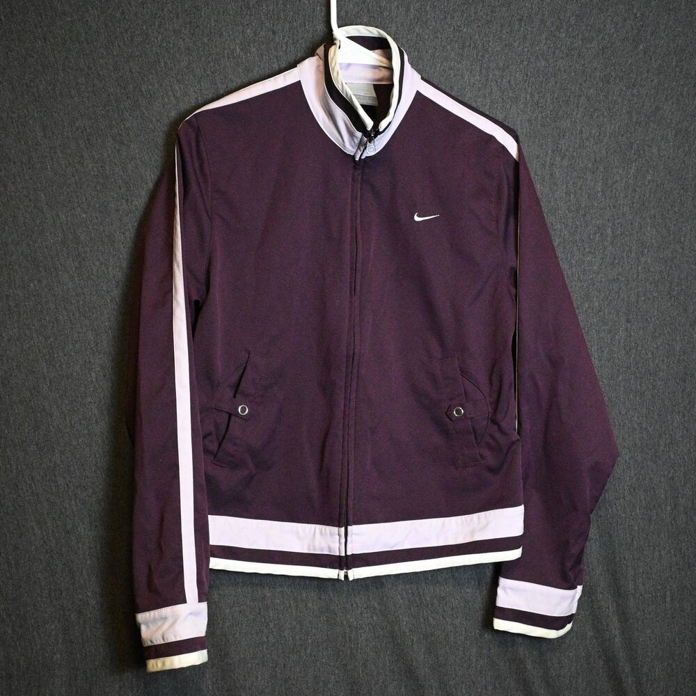 VINTAGE Nike Women's M Purple Track Jacket Y2K Streetwear Full Zip